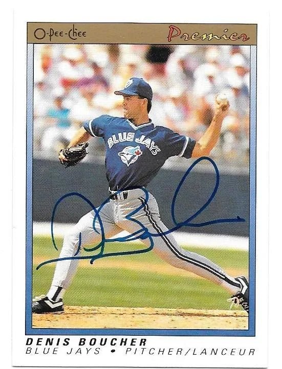 Denis Boucher Signed 1991 O-Pee-Chee Premier Baseball Card - Toronto Blue Jays