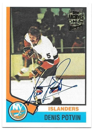 Denis Potvin Signed 2001-02 Topps Archives O-Pee-Chee Hockey Card - New York Islanders - PastPros