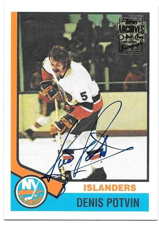 Denis Potvin Signed 2001-02 Topps Archives O-Pee-Chee Hockey Card - New York Islanders - PastPros