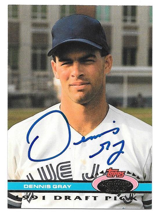Dennis Gray Signed 1992 Topps Stadium Dome Baseball Card - Toronto Blue Jays - PastPros