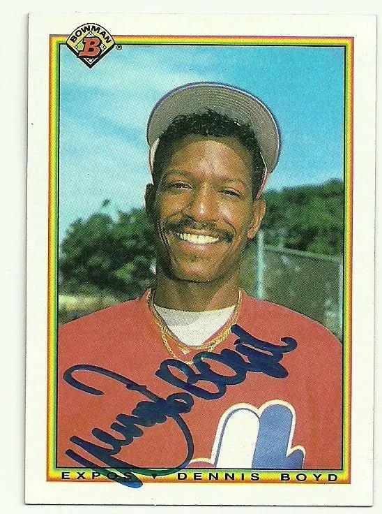 Dennis 'Oil Can' Boyd Signed 1990 Bowman Baseball Card - Montreal Expos
