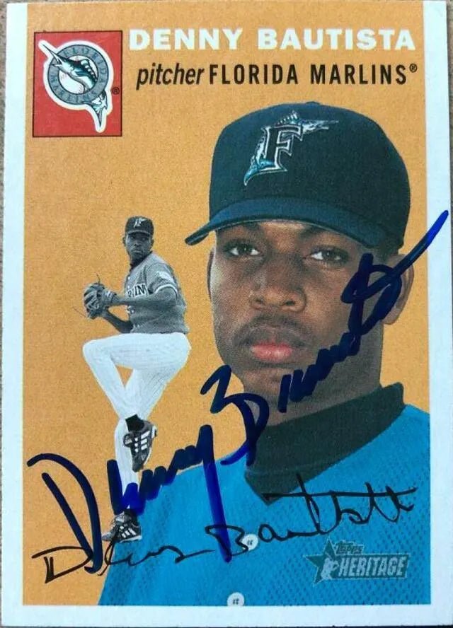 Denny Bautista Signed 2003 Topps Heritage Baseball Card - Florida Marlins