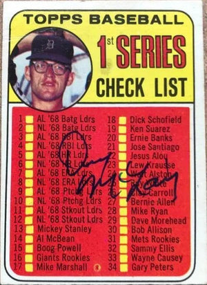 Denny McLain Signed 1969 Topps Checklist Baseball Card - Detroit Tigers