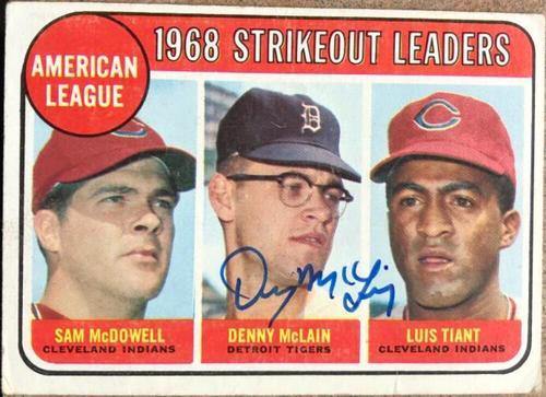 Denny McLain Signed 1969 Topps Leaders Baseball Card - Detroit Tigers - PastPros