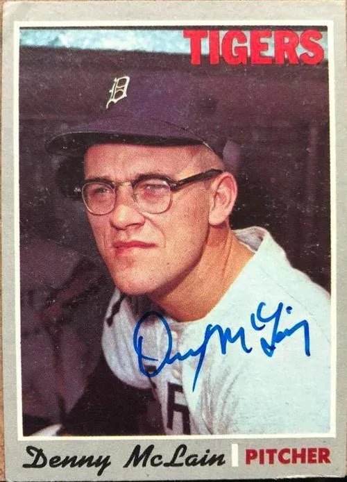 Denny McLain Signed 1970 Topps Baseball Card - Detroit Tigers