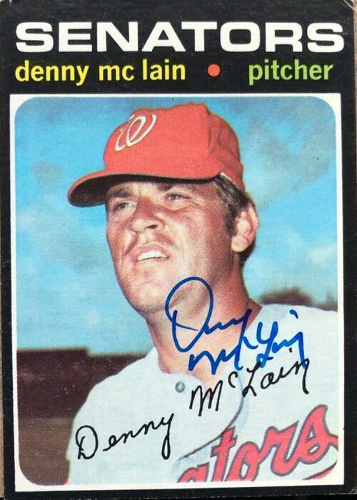 Denny McLain Signed 1971 Topps Baseball Card - Washington Senators - PastPros