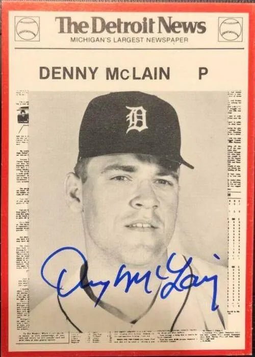 Denny McLain Signed 1981 Detroit News Baseball Card - Detroit Tigers