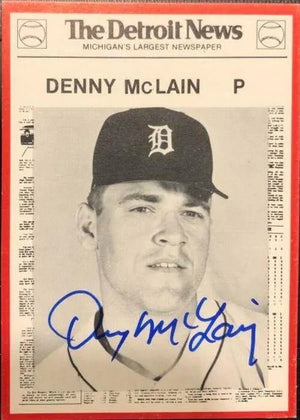 Denny McLain Signed 1981 Detroit News Baseball Card - Detroit Tigers