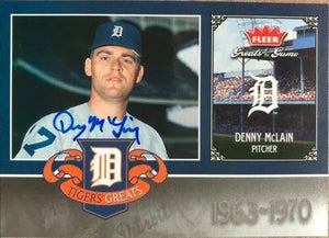 Denny McLain Signed 2006 Fleer Greats of the Game Baseball Card - Detroit Tigers