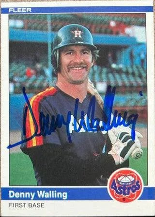 Denny Walling Signed 1984 Fleer Baseball Card - Houston Astros