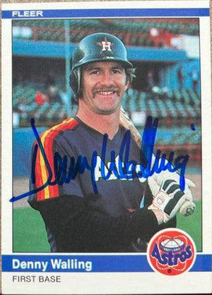 Denny Walling Signed 1984 Fleer Baseball Card - Houston Astros - PastPros