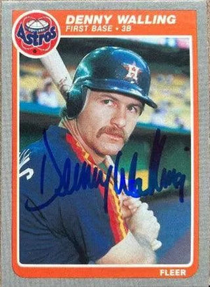 Denny Walling Signed 1985 Fleer Baseball Card - Houston Astros