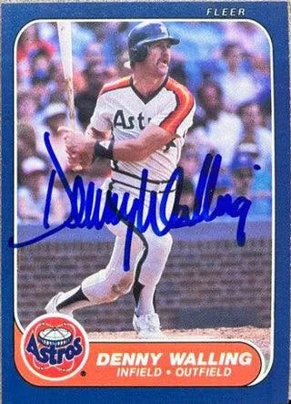 Denny Walling Signed 1986 Fleer Baseball Card - Houston Astros