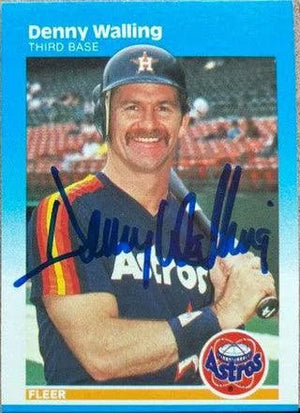 Denny Walling Signed 1987 Fleer Baseball Card - Houston Astros