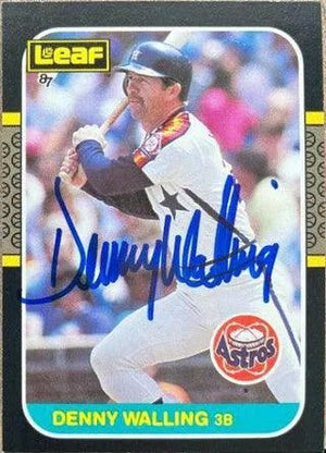 Denny Walling Signed 1987 Leaf Baseball Card - Houston Astros
