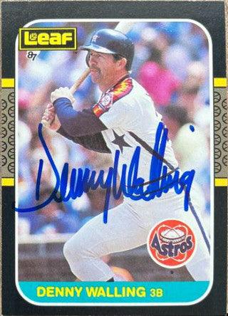 Denny Walling Signed 1987 Leaf Baseball Card - Houston Astros - PastPros