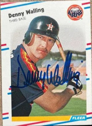 Denny Walling Signed 1988 Fleer Baseball Card - Houston Astros