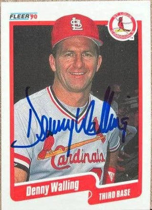 Denny Walling Signed 1990 Fleer Baseball Card - St Louis Cardinals