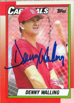 Denny Walling Signed 1990 Topps Tiffany Baseball Card - St Louis Cardinals - PastPros