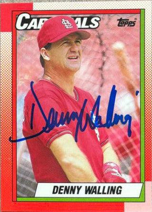 Denny Walling Signed 1990 Topps Tiffany Baseball Card - St Louis Cardinals - PastPros