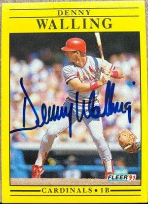 Denny Walling Signed 1991 Fleer Baseball Card - St Louis Cardinals