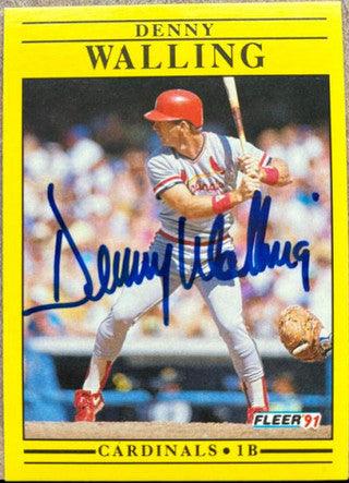 Denny Walling Signed 1991 Fleer Baseball Card - St Louis Cardinals - PastPros