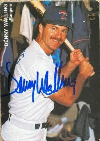 Denny Walling Signed 1991 Mother's Cookies Baseball Card - Texas Rangers