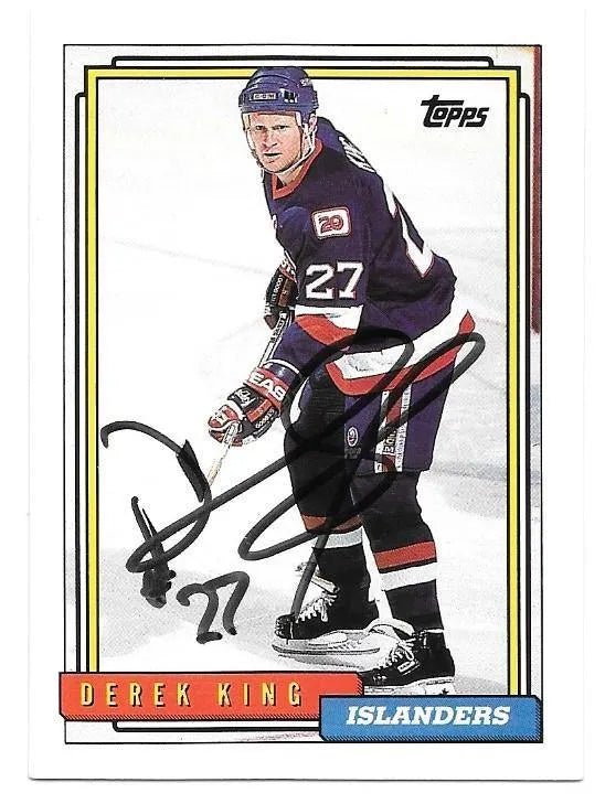 Derek King Signed 1992-93 Topps Hockey Card - New York Islanders