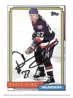 Derek King Signed 1992-93 Topps Hockey Card - New York Islanders - PastPros