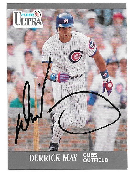 Derrick May Signed 1991 Fleer Ultra Baseball Card - Chicago Cubs - PastPros