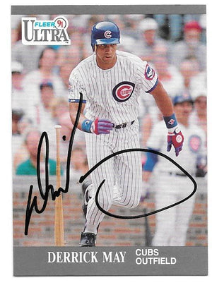 Derrick May Signed 1991 Fleer Ultra Baseball Card - Chicago Cubs - PastPros