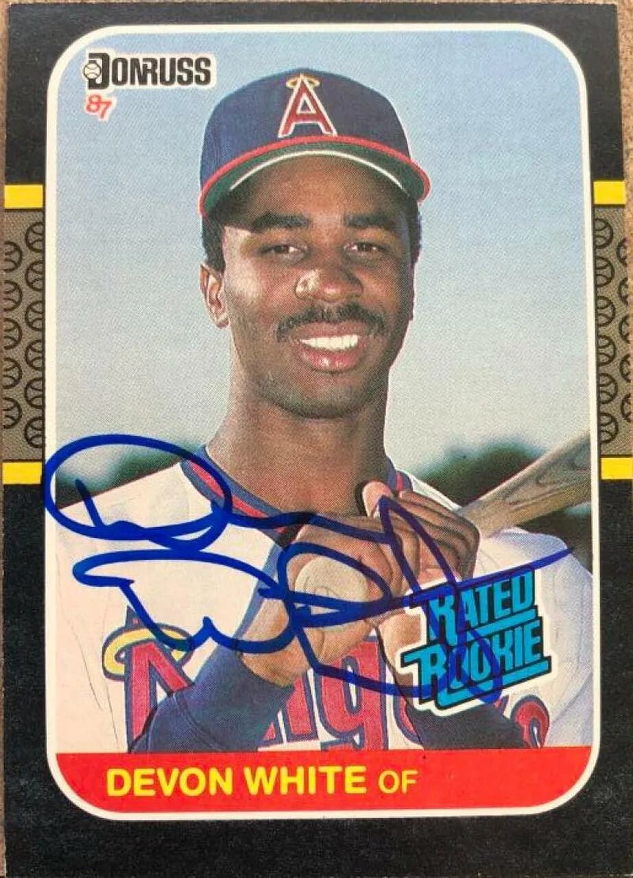 Devon White Signed 1987 Donruss Baseball Card - California Angels