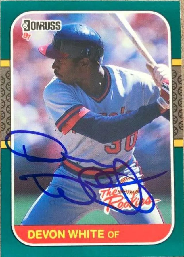 Devon White Signed 1987 Donruss Rookies Baseball Card - California Angels