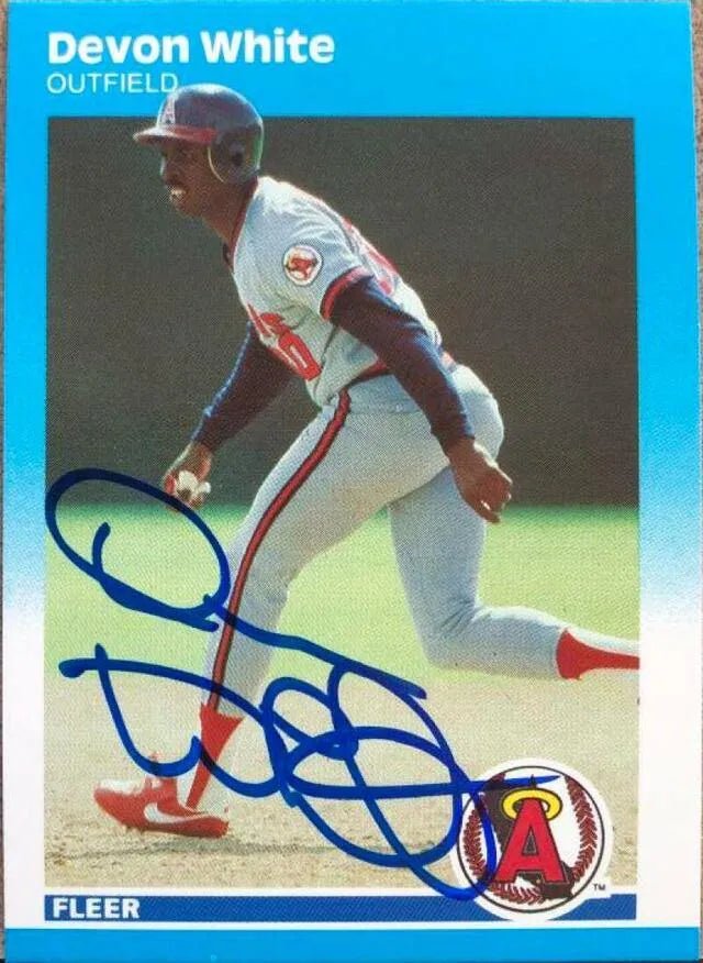 Devon White Signed 1987 Fleer Update Baseball Card - California Angels