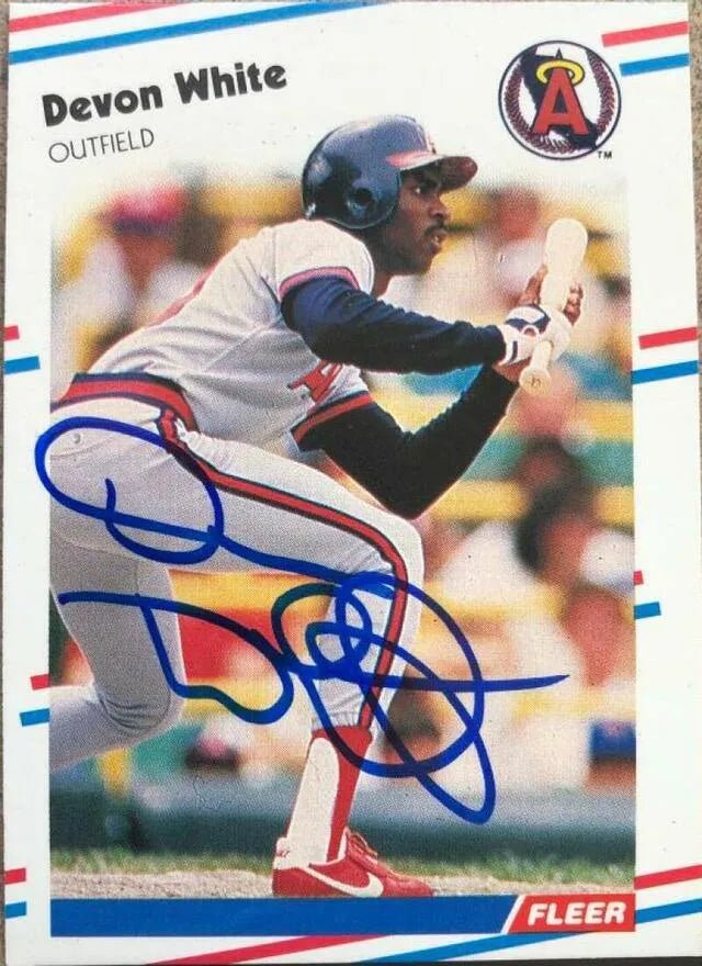 Devon White Signed 1988 Fleer Baseball Card - California Angels