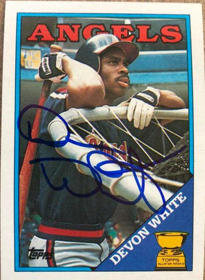 Devon White Signed 1988 Topps Baseball Card - California Angels - PastPros