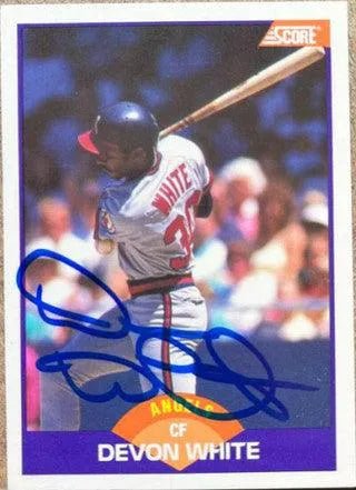 Devon White Signed 1989 Score Baseball Card - California Angels