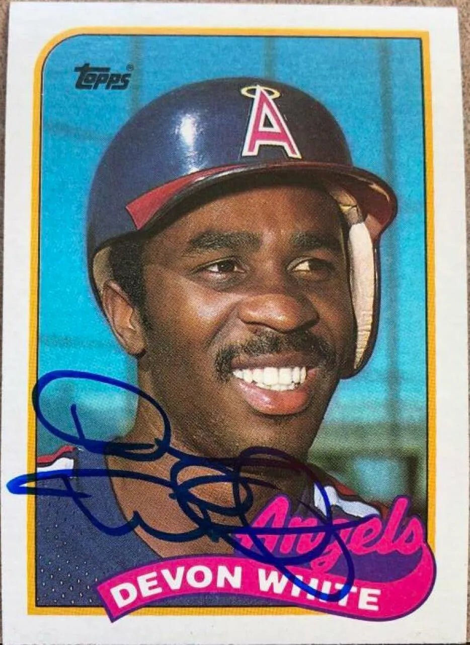 Devon White Signed 1989 Topps Baseball Card - California Angels