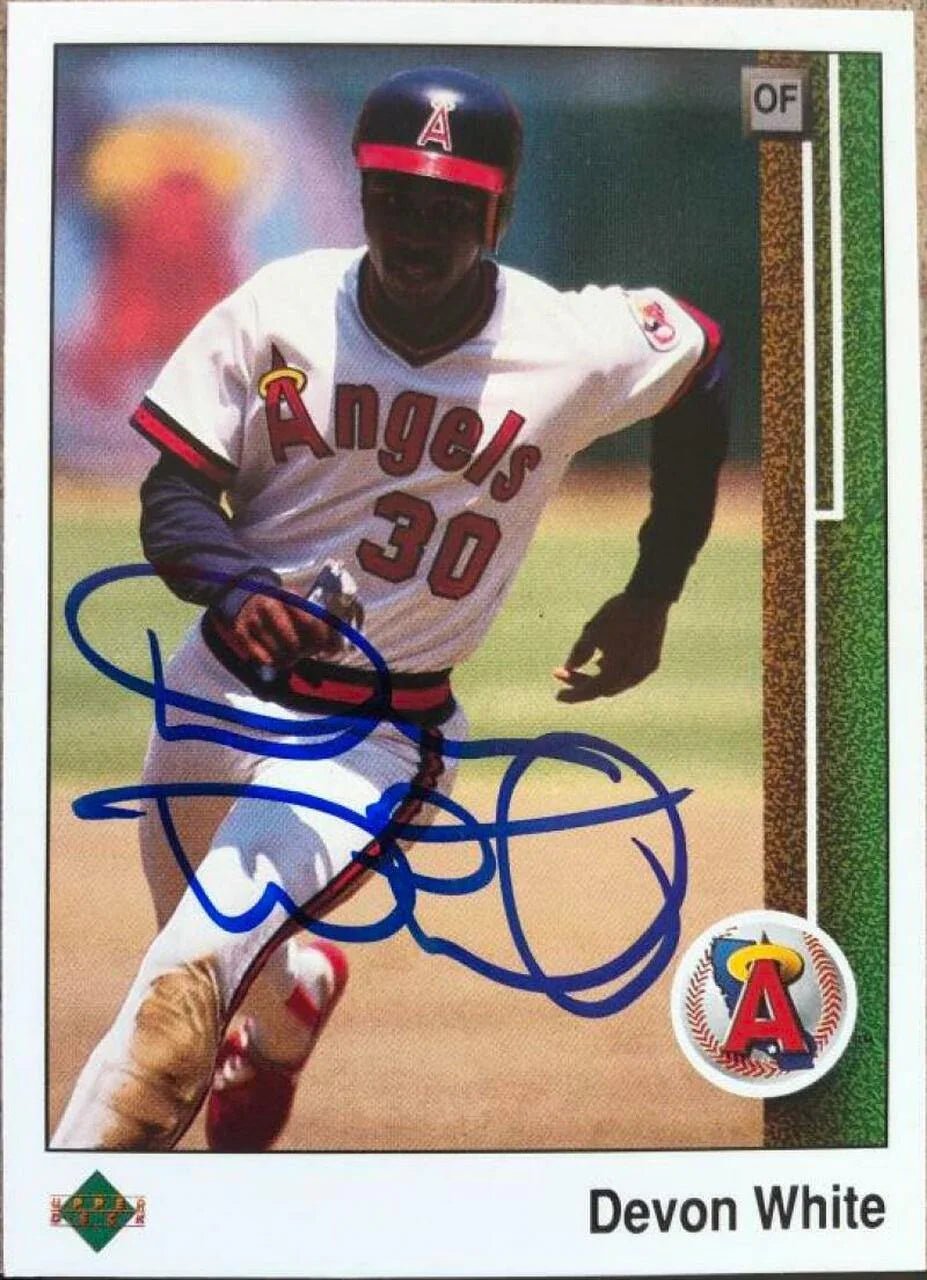 Devon White Signed 1989 Upper Deck Baseball Card - California Angels