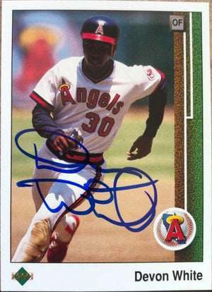 Devon White Signed 1989 Upper Deck Baseball Card - California Angels - PastPros