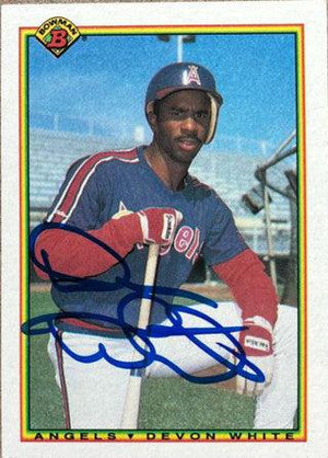 Devon White Signed 1990 Bowman Baseball Card - California Angels - PastPros