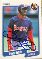 Devon White Signed 1990 Fleer Baseball Card - California Angels - PastPros