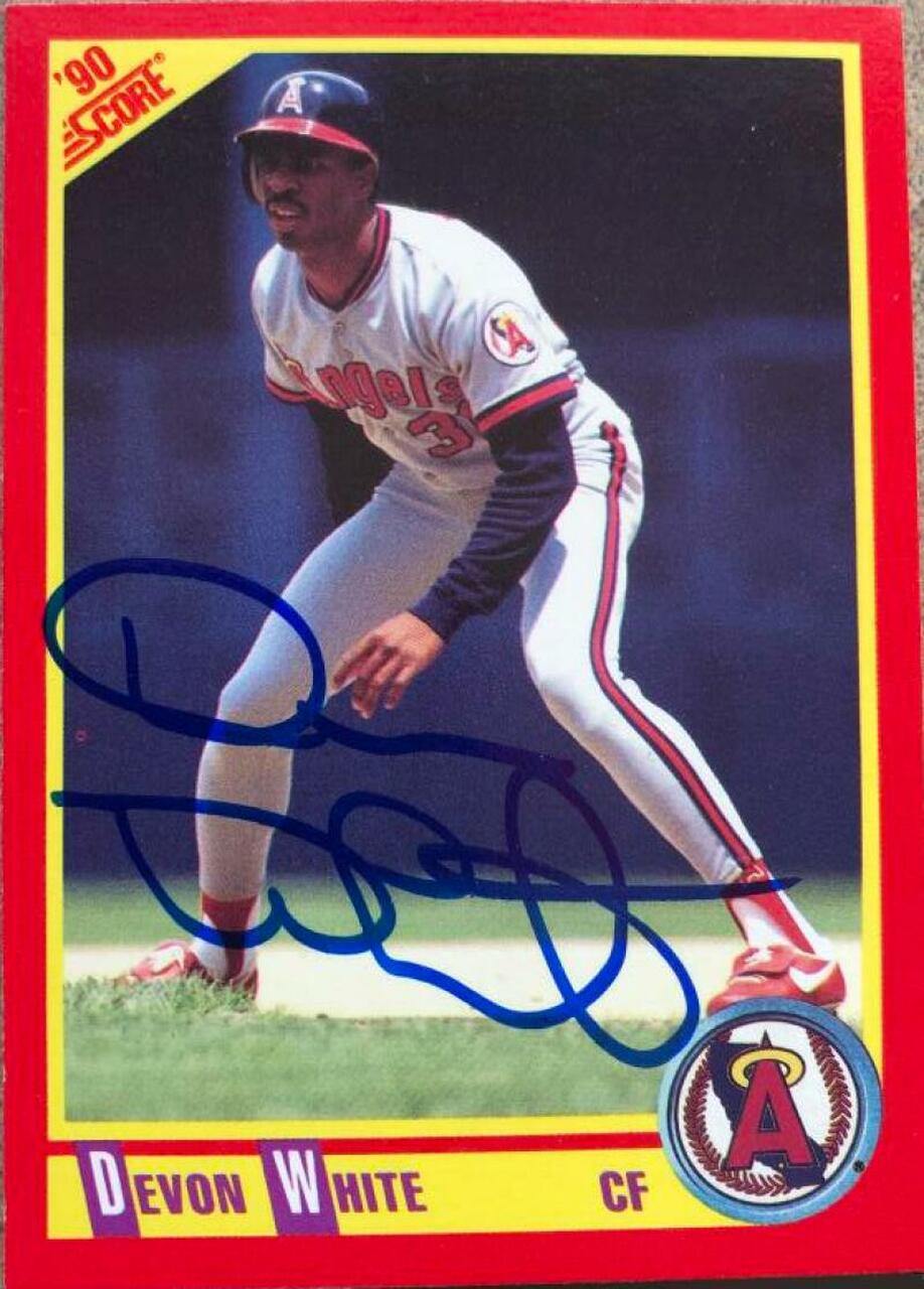 Devon White Signed 1990 Score Baseball Card - California Angels - PastPros