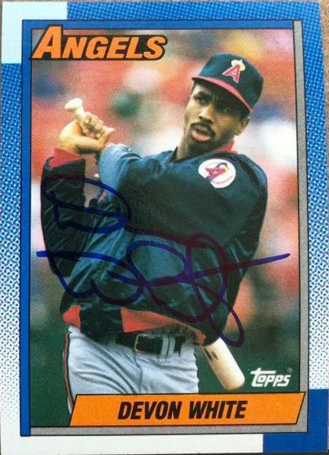 Devon White Signed 1990 Topps Baseball Card - California Angels