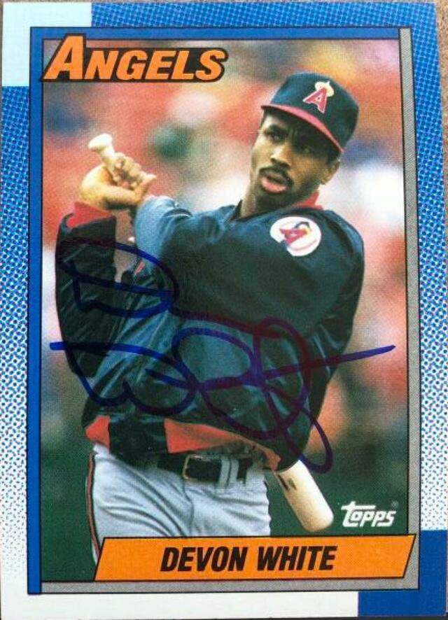 Devon White Signed 1990 Topps Baseball Card - California Angels - PastPros
