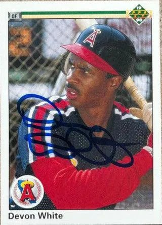 Devon White Signed 1990 Upper Deck Baseball Card - California Angels