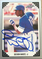 Devon White Signed 1991 Leaf Baseball Card - Toronto Blue Jays