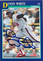 Devon White Signed 1991 Score Baseball Card - California Angels