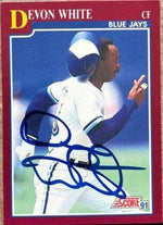 Devon White Signed 1991 Score Rookie/Traded Baseball Card - Toronto Blue Jays