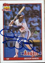 Devon White Signed 1991 Topps Baseball Card - California Angels